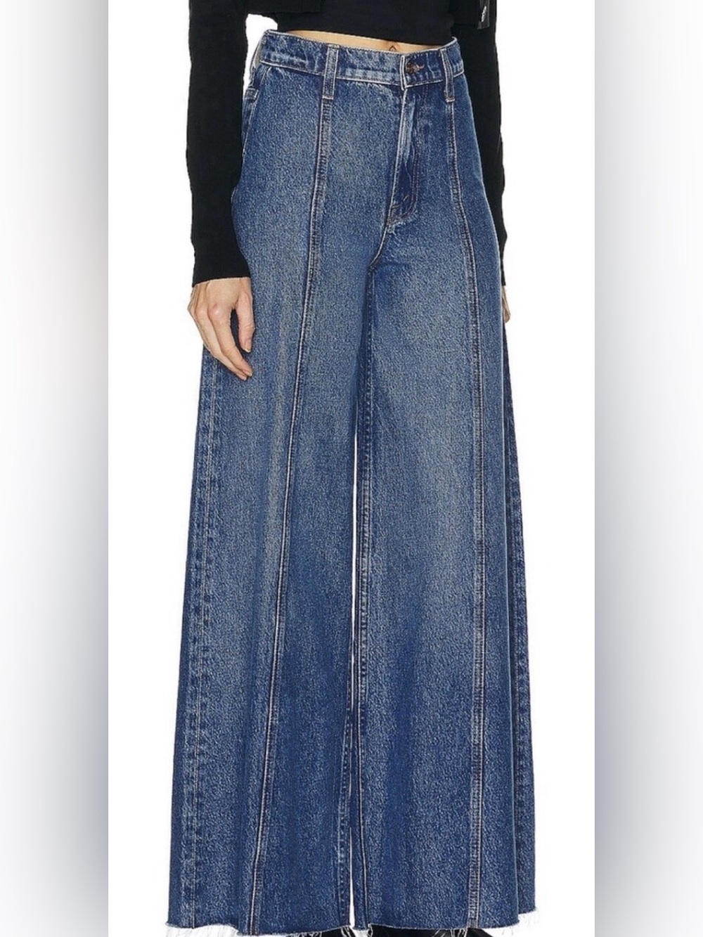 Mother Snacks The Lunch Line Sneak Fray Size 25 Wide Leg Denim - Picture 6 of 15